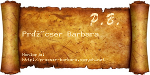 Prácser Barbara névjegykártya